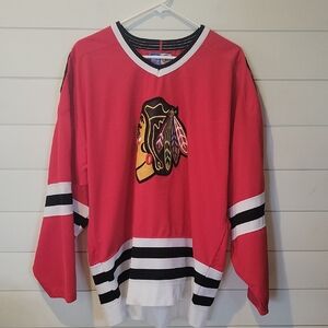 STARTER VINTAGE 90'S CHICAGO BLACKHAWKS HOCKEY JERSEY LARGE  RED/WHITE